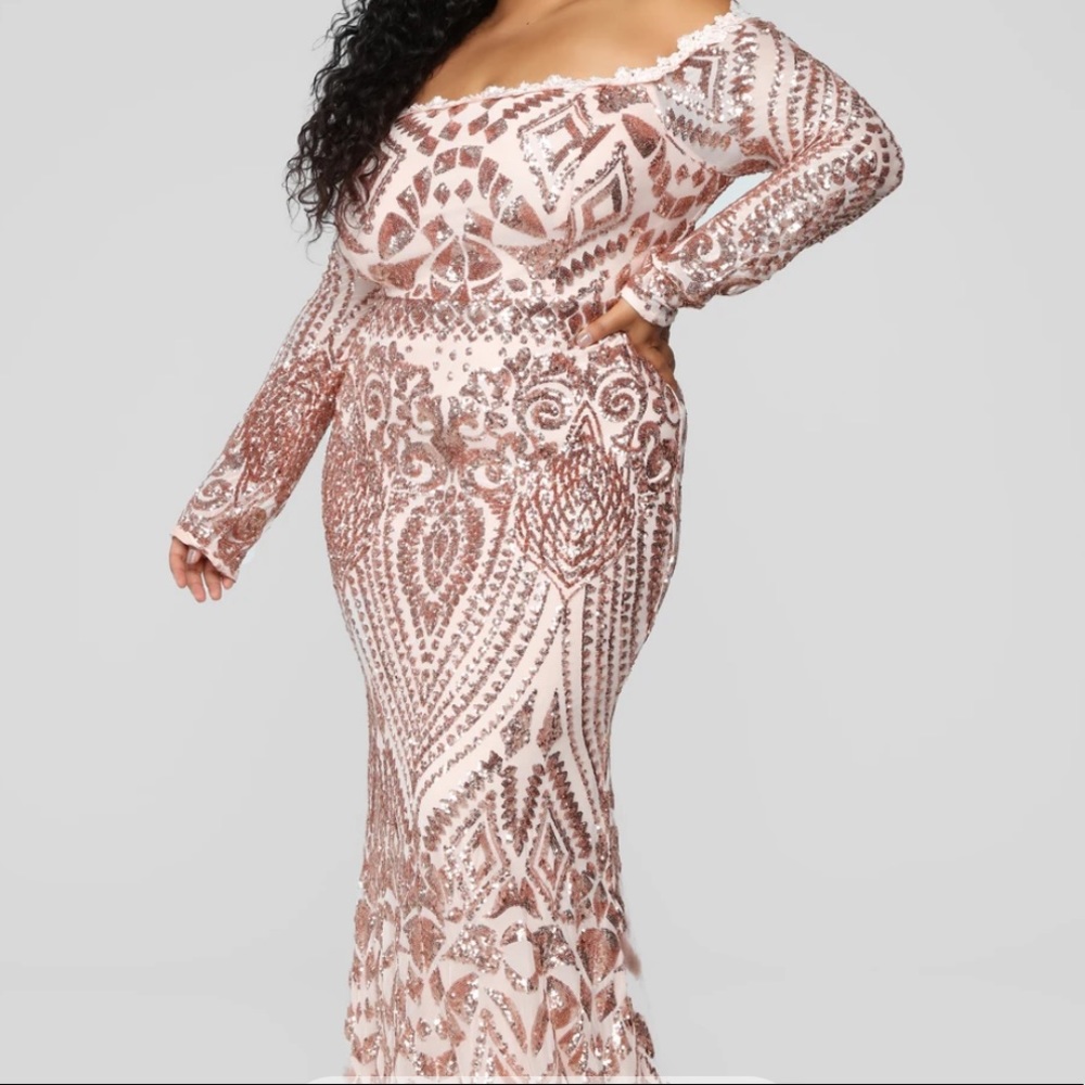 FashionNova Rose Gold Chloe Sequin Gown Size 3x
